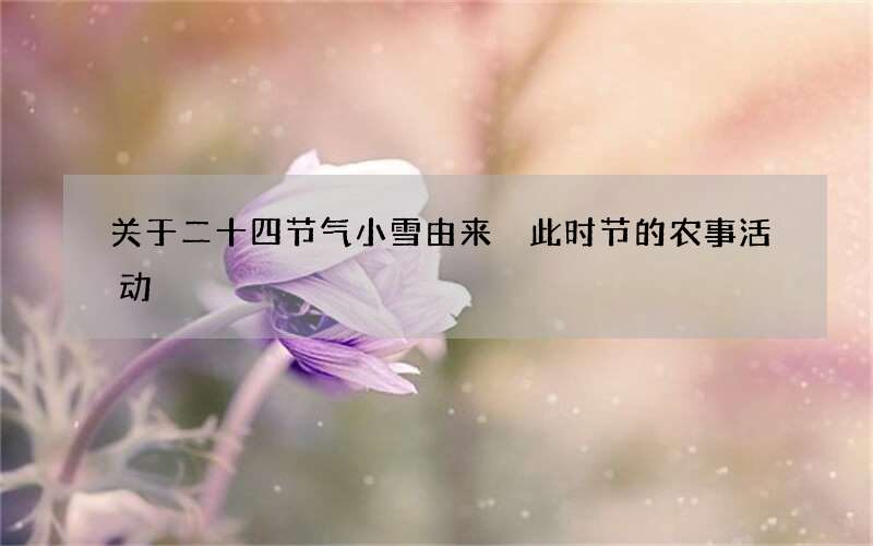 关于二十四节气小雪由来 此时节的农事活动